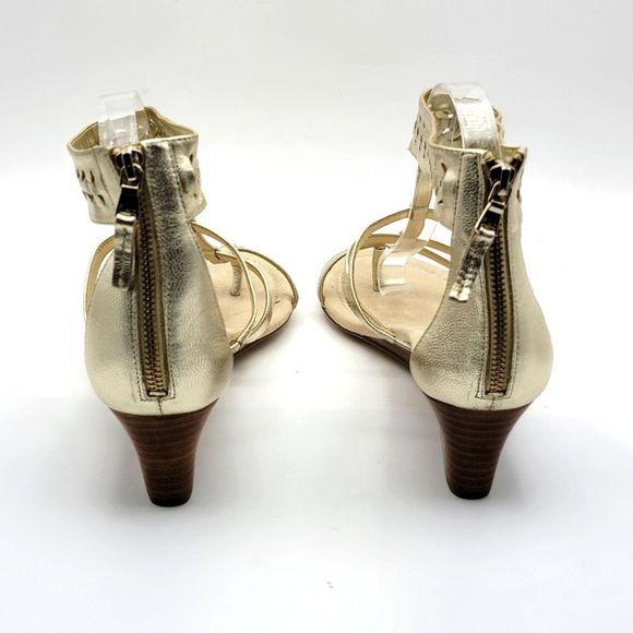 Lauren Ralph Lauren Gold Gladiator Sandals with Braided Ankle - Picture 4 of 6